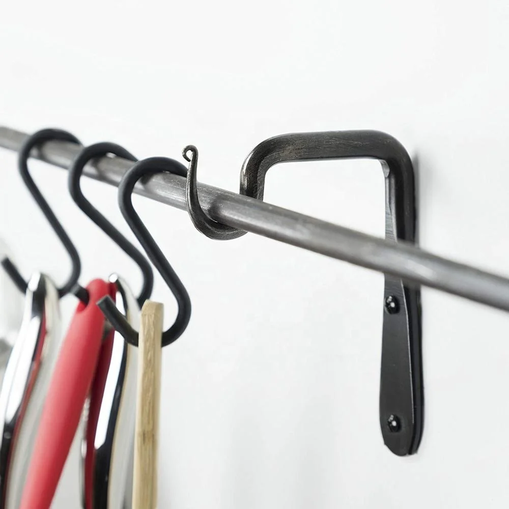 
Wall Mounted Hand Forged Straight Wrought Iron Hanging Coat Hook Hanger Rustic Vintage Style Bracket 