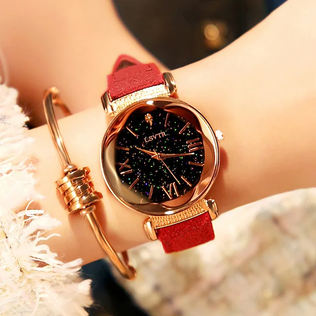 

Ms. LSVTR Watches Star Water Diamond High Quality Quartz Watch Real Belt Female, 8 colors