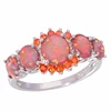 Luxe Fire Opal Ring Silver Plated Oval Round Stone Finger Ring Blue Full CZ Vintage Jewelry Gift for Women