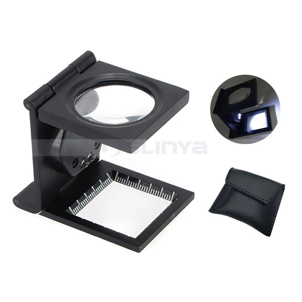 10X 28mm Zinc Alloy Folding Magnifier With Scale for Textile Optical Glass Tool