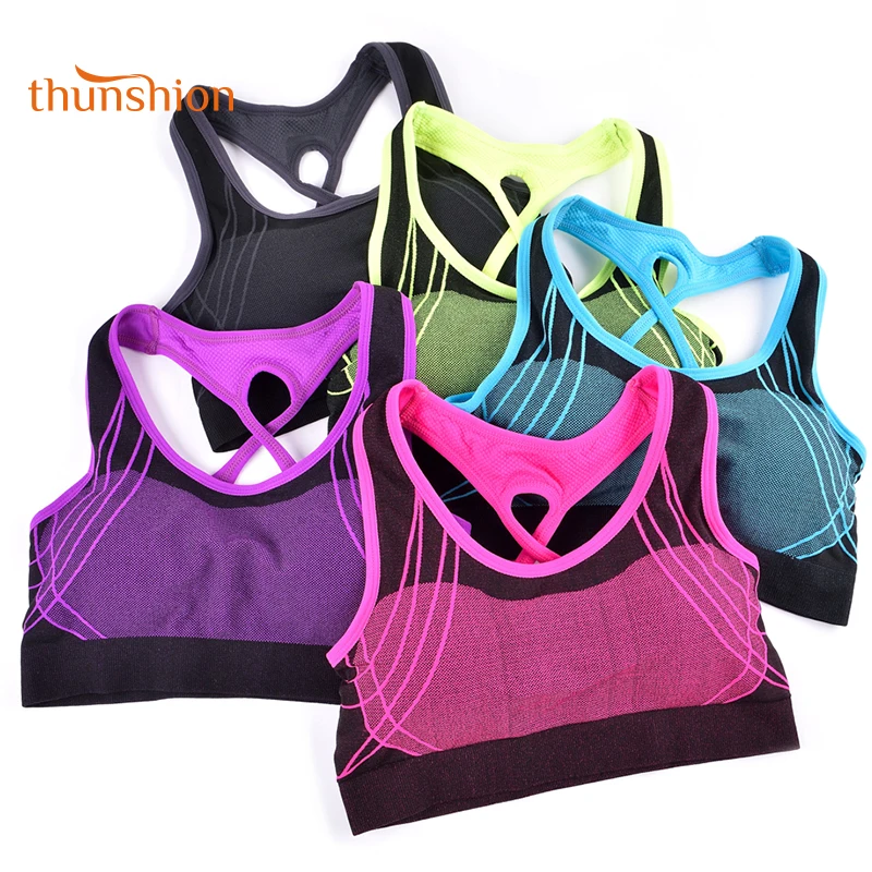 

Fitness Padded Full Cup Seamless Wire Free Cross Strappy Sports Bra With Colorful Pattern, N/a