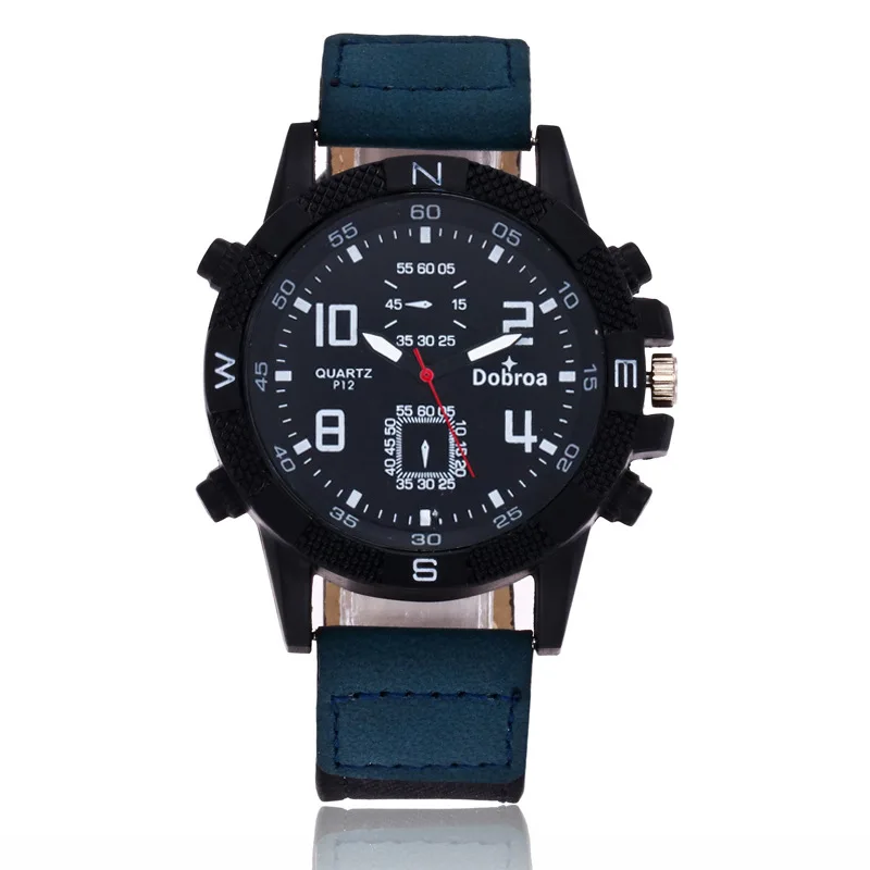 

Fashion Men And Women Casual Wrist Watch False Two Eye 4 Digital Dial Leather Quartz Watch (KWT2108), As the picture