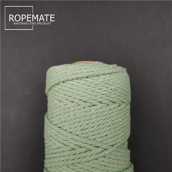 

100 Yard hot sale colored green macrame cotton rope for hand knitting, Pale green
