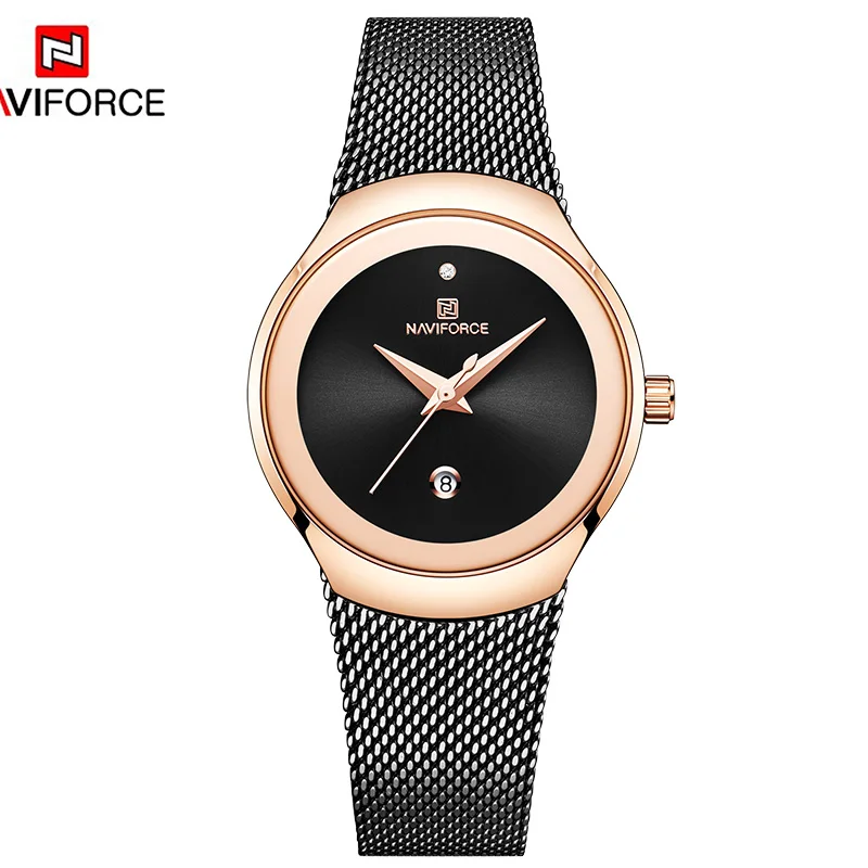 

Naviforce 5004 New Style Watches Women Super Slim Sliver Mesh Stainless Steel Top Brand Luxury Hand watch, 5 color available