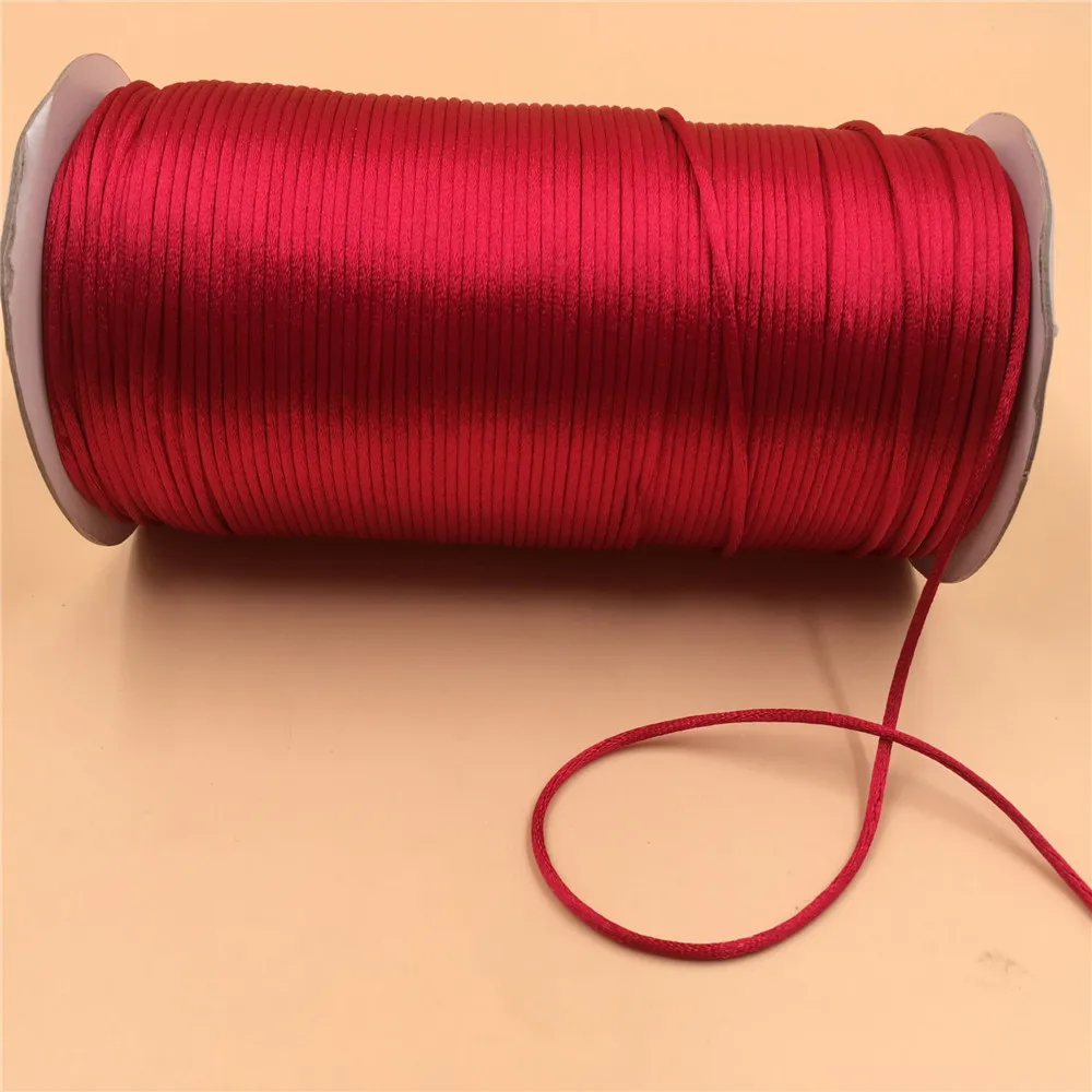 

Red Rattail Knot Silk Satin Cord for braided string jewelry findings beading rope