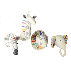 Image of 3D felt stuffed animal head wall decoration for kids room wall hanging