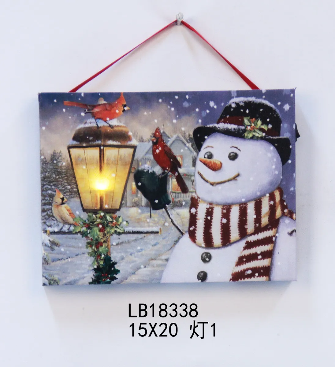 Christmas Painting on canvas with led lights picture wall art for Christmas decoration