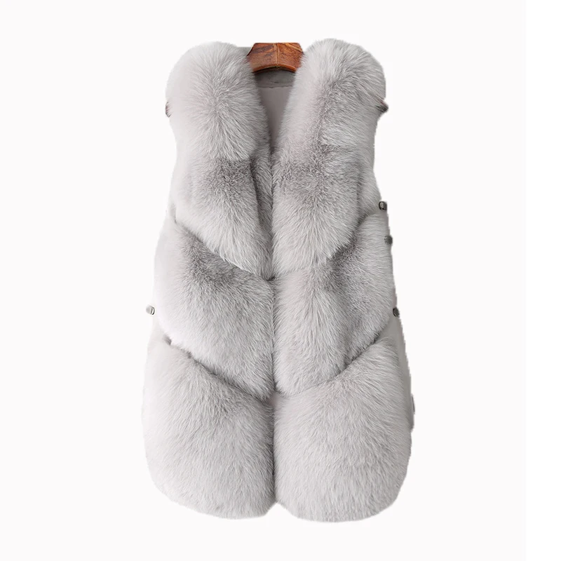 

New fox fur vest female long section Korean Slim faux fur vest wholesale, Customized color