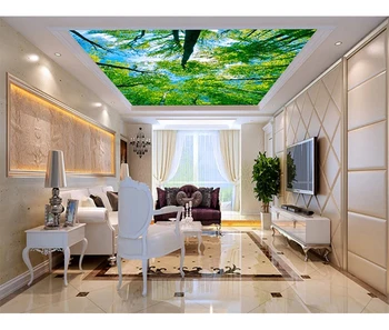 Green Tree Ceiling Murals Natural Forest Landscape 3d Ceiling Mural Wallpaper For Bedroom Buy Green Tree Ceiling Murals Natural Forest Landscape