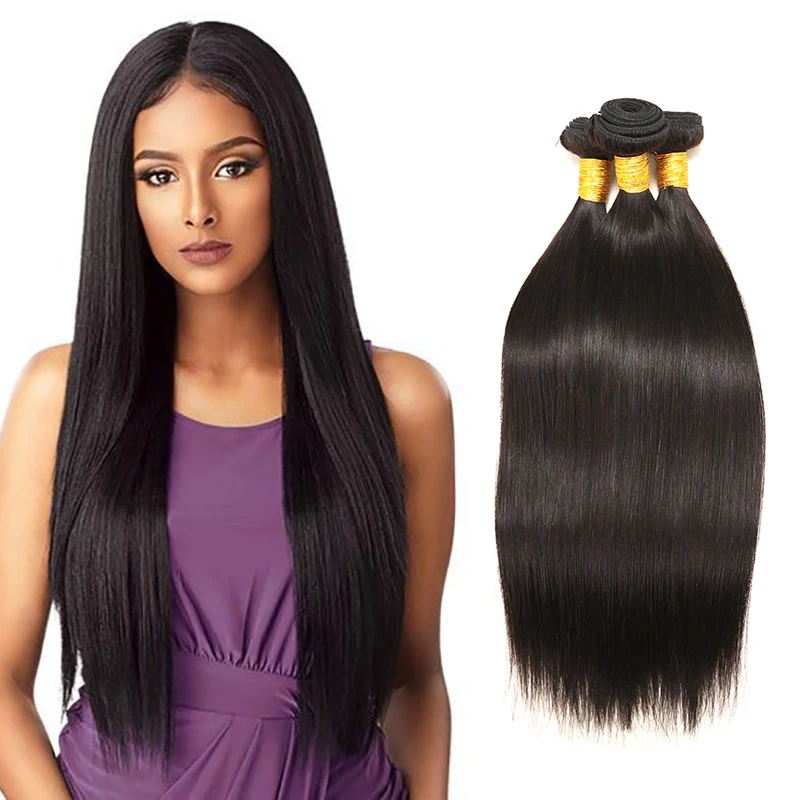 Virgin Human Hair Straight Hair Weave Brazilian Hair Bundles With Closure