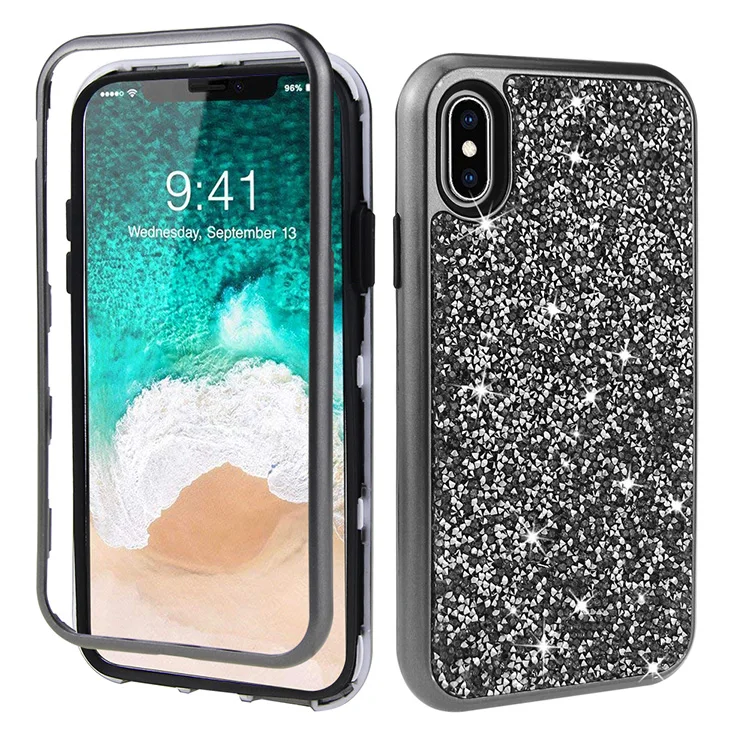 

Hot selling 3 in 1 diamond stone silicone phone case for Samsung Galaxy S10 Plus bling phone case