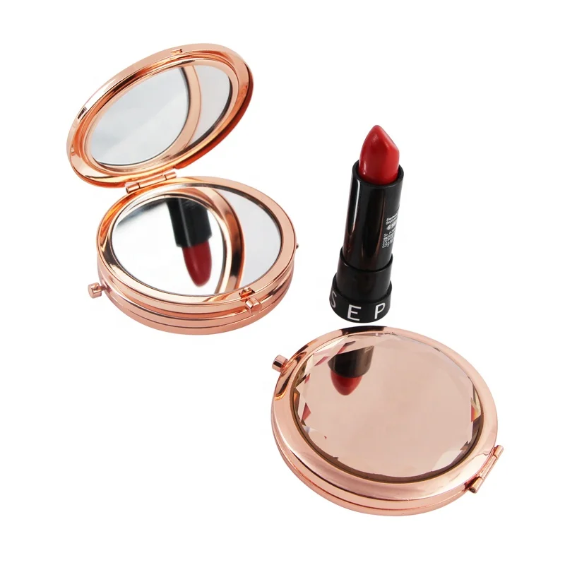 

Good Quality Rose Gold Custom Luxury Crystal Compact Mirror