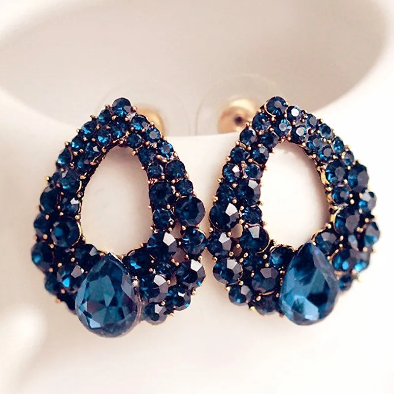 

Fashion New woman Earing Bijoux Blue Zircon Stud Earrings For Women Wedding Jewelry Earings hand made fashion earrings, As shown