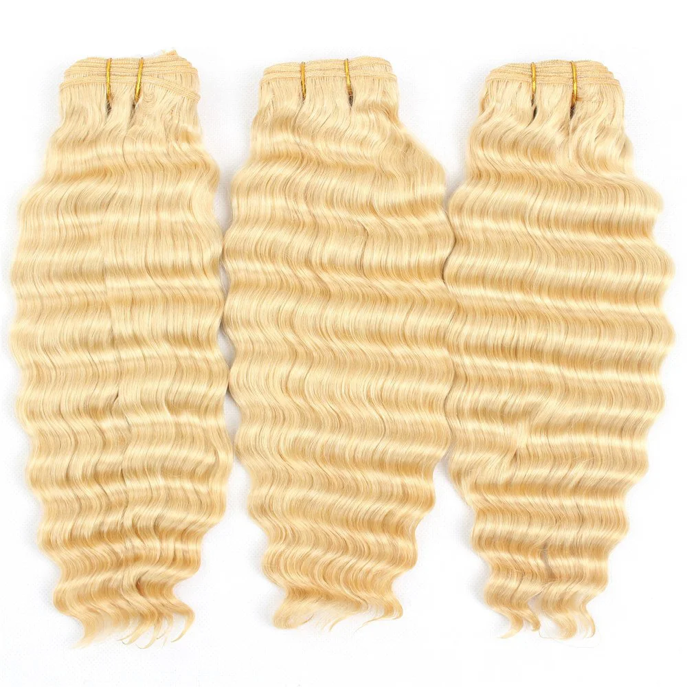 

wholesale 100 brazilian remy virgin deep wave human hair weft extensions 613 weave bundles blonde human hair