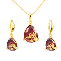 

AS8101401 xuping 24k gold color bijoux dubai+artificial ruby imports jewelry+synthetic zircon jewellery set