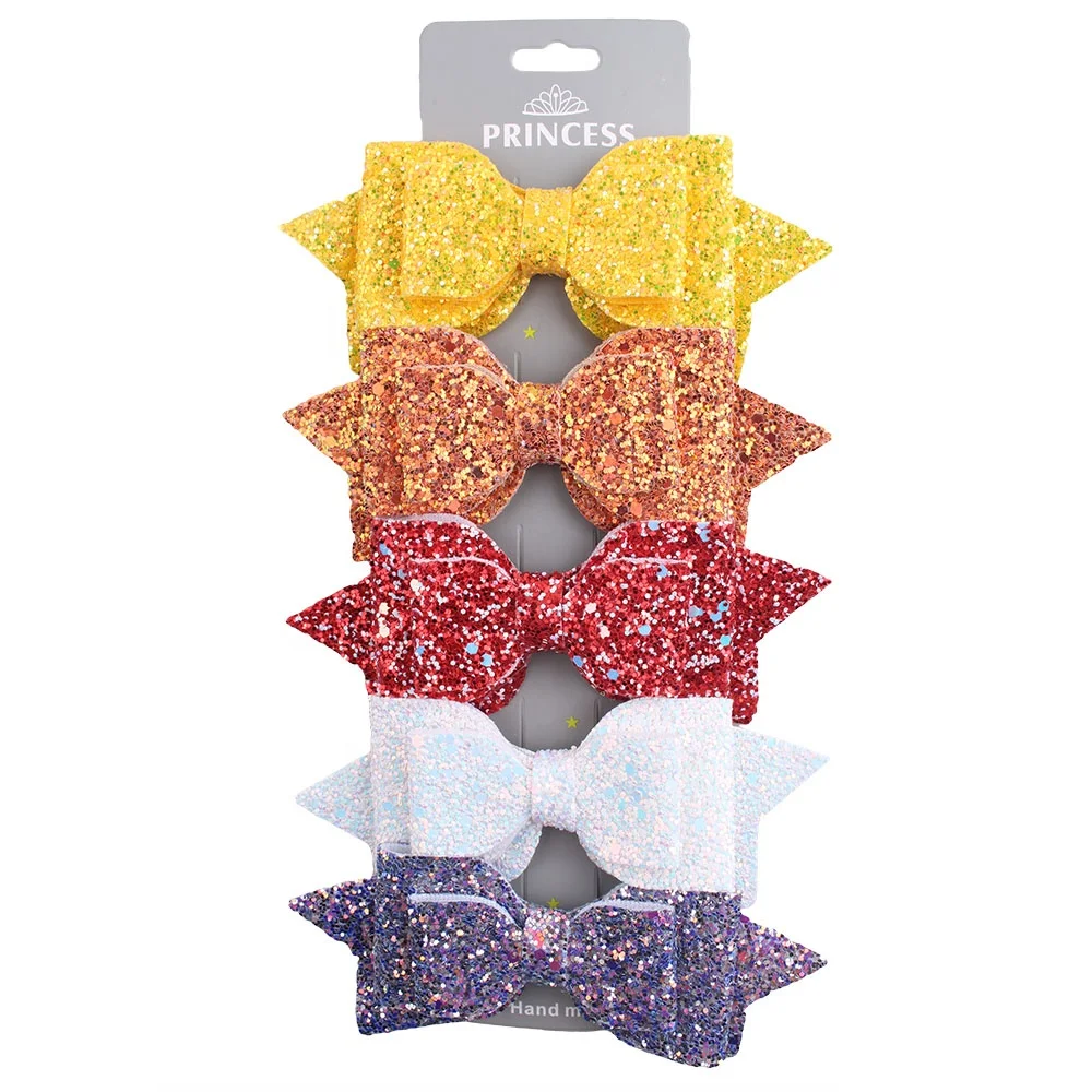 
2019 Multi Color Wholesale Glitter Hair Bows Alligator Clips for Girls Hair Accessories 