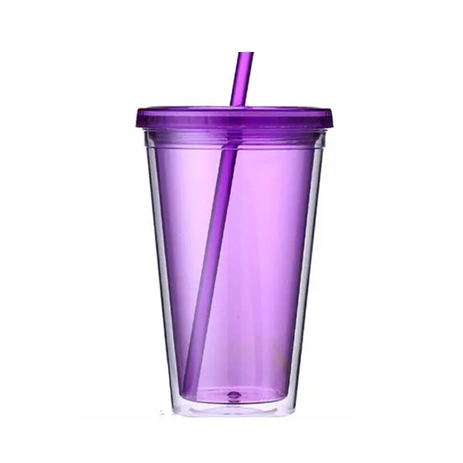 
Brand new plastic 16oz tumbler double wall acrylic cup with lid 