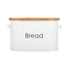 Vintage White Storage Box Large Cake Bread Box Bin With Bamboo Lid Food Container