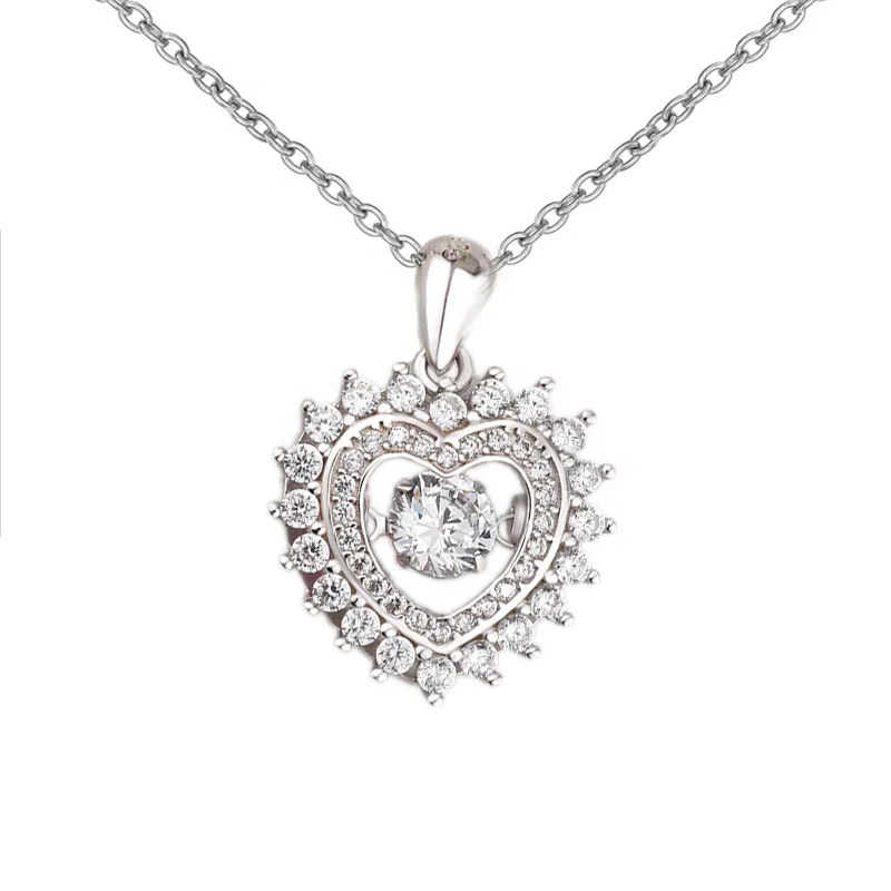 

DDW79 925 sterling silver smart necklace with zircon beating heart jewelry for valentine' day