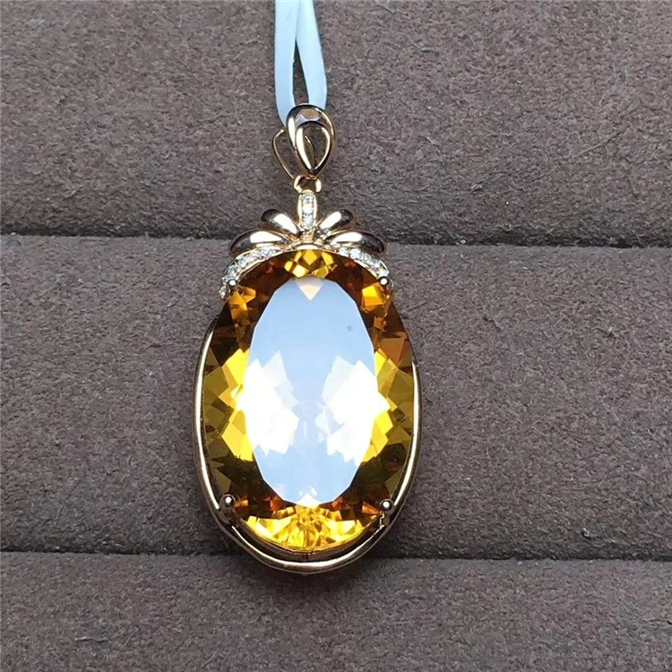 

18k Gold Color natural citrine Crystal pendant Fashion Precious Stone gemstone Pendants For women Jewelry, Picture
