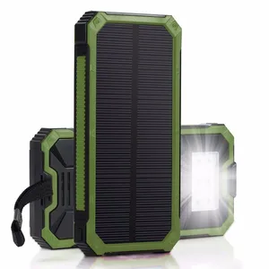 10000mAh Solar Power Bank Dual USB LED Light