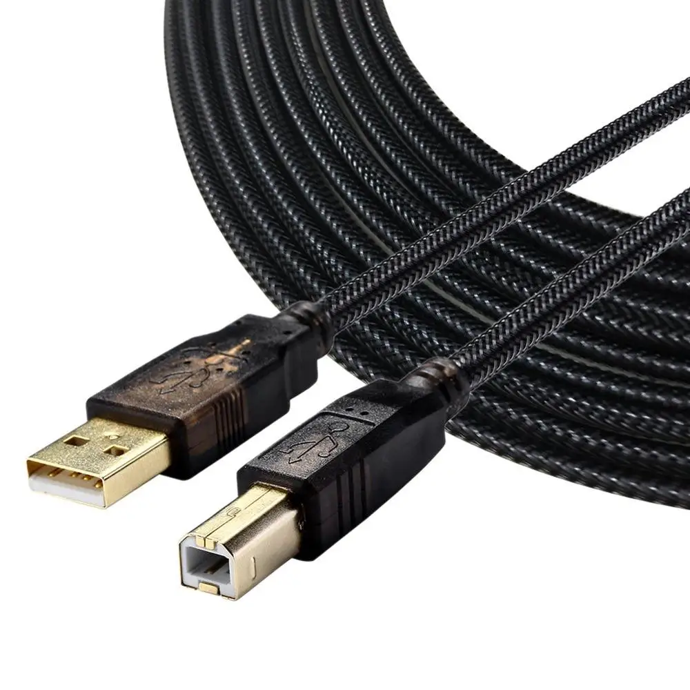 

Printer Cable, USB 2.0 A-Male to B-Male Printer Scanner Cable 1.8m3m4.5m7.5m15m20m, Nylon black