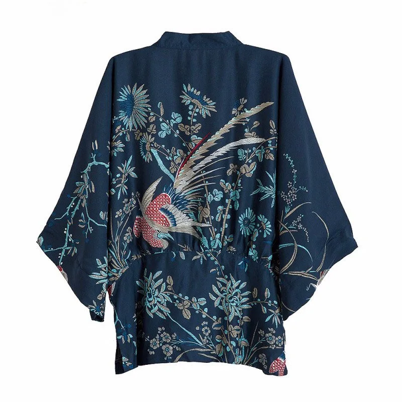 

Harajuku Summer Women Japanese Kimono Phoenix Print Bat Sleeve Loose Cardigan Sun Protection Blouse for Wholesale and Dropship