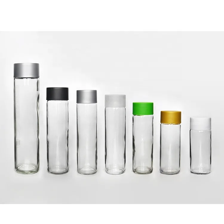 

Family Size Clear Glass Water Round Glass Bottle with Plastic Cover 300ml 350ml 420ml 500ml