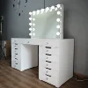 Docarelife Cosmetic Beauty Hollywood Lighted Makeup Mirror with Desk Makeup Dressing Table Vanity Mirror Set