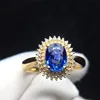 18k gold South Africa real diamond Sri Lanka 1.4ct natural blue sapphire palace luxury vintage simple female ring