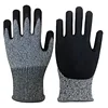 HPPE Knitted Level 5 Anti-Slip Safty Gloves Aquaculture Sandy Nitrile Coated Cut Resistant Gloves