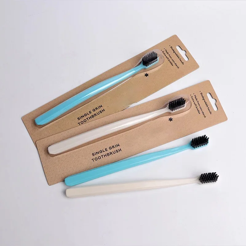 

2019 new design custom logo bamboo toothbrush for adult use in home with FDA, Multi color