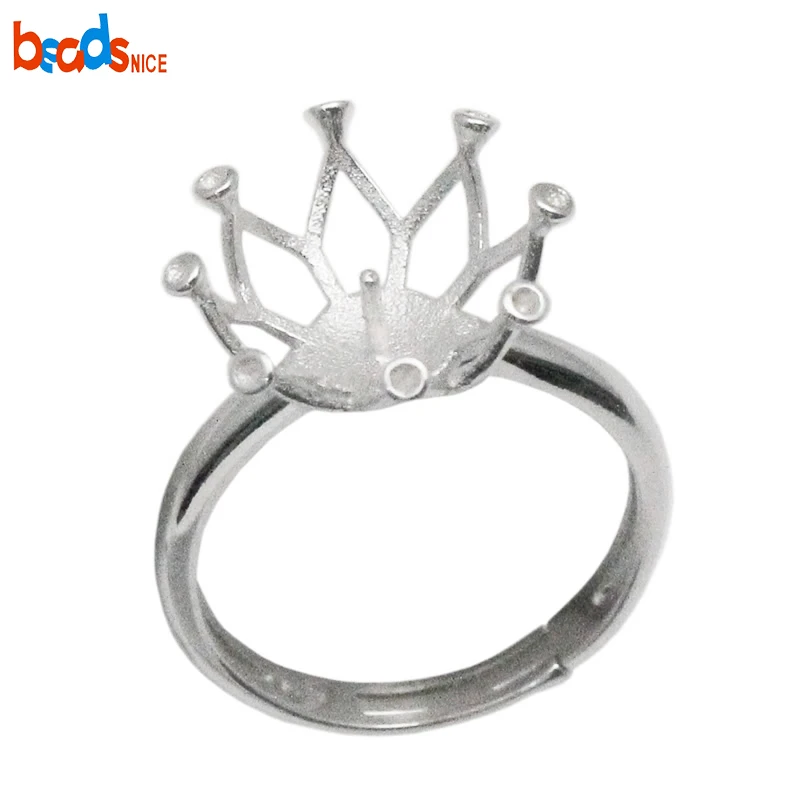 

Beadsnice Silver 925 Rings Setting Flower Crown Adjustable Base 35763