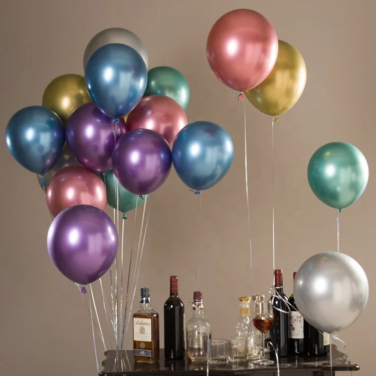 
Wholesale 12 Inch Birthday Wedding Metalicos Metalizados Globos Decorations Shiny Chrome Metallic Latex Party Balloons 