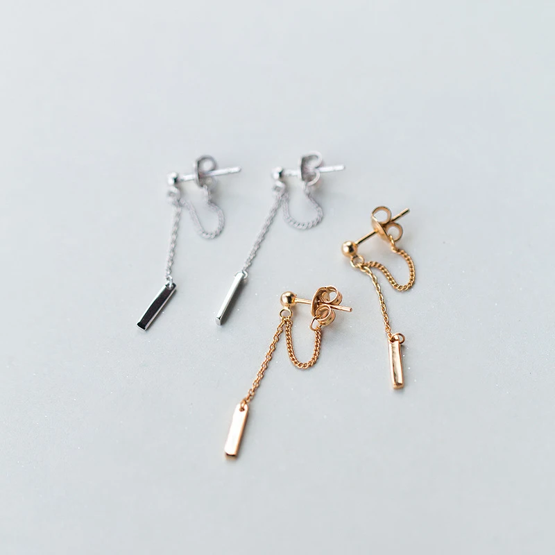 

Fashion 925 Sterling Silver Bar Stud Earrings Jewelry