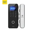 Large screen standalone smart fingerprint keypad card digital glass door lock with mobile app