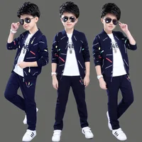 

Zipper long sleeve stripe jacket print sport suit spring kids boys clothes sets