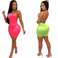 

2019 latest hot sell European Night Club Women's Bandeau Strap Dress Spaghetti Strap Bodycon Bandage Dress for Women