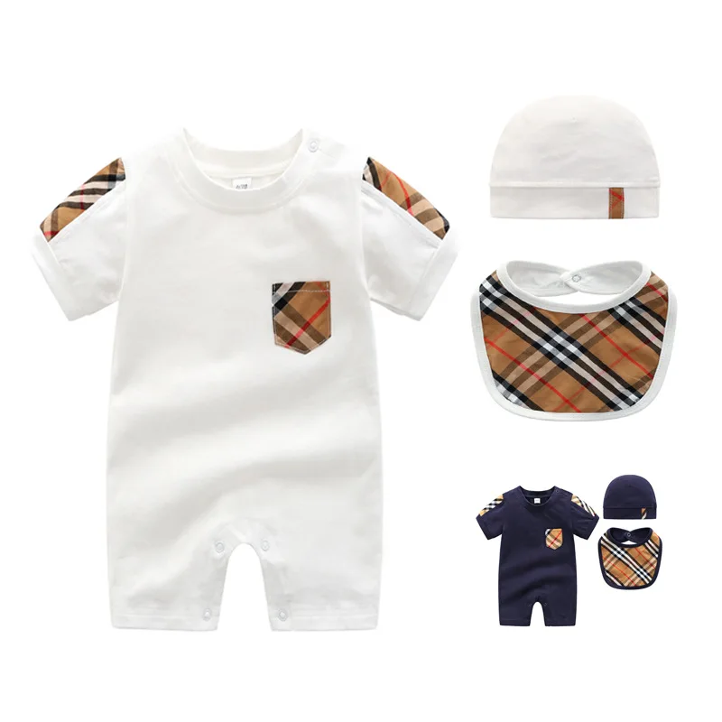 

OEM 3 pcs newborn baby boy clothing romper set with hat, N/a