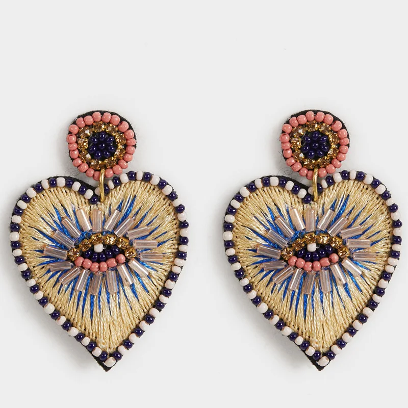 

KDB1278 new arrival fashion beaded embroider heart earrings
