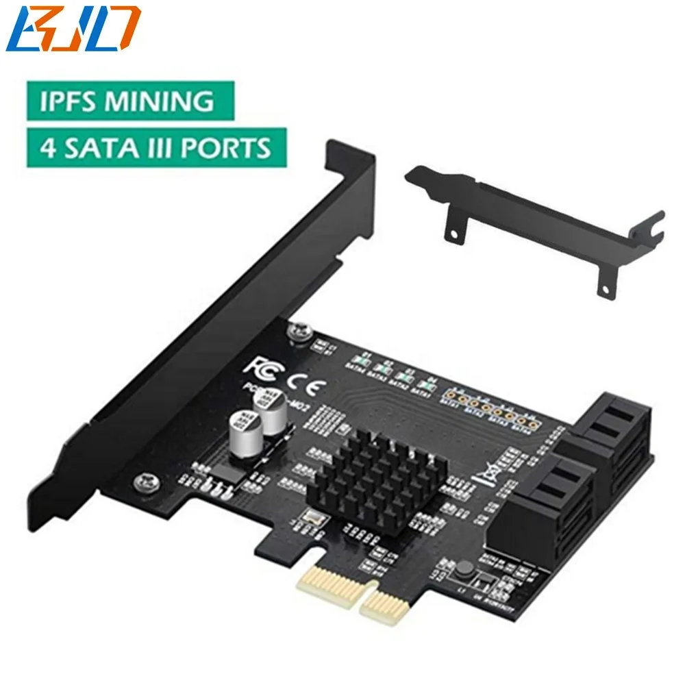 

10pcs/Pack PCIe PCI-E 1X to 4 SATA 3.0 Expansion Card 6Gbps 4-Port SATA III Adapter Card Marvell 88SE9215