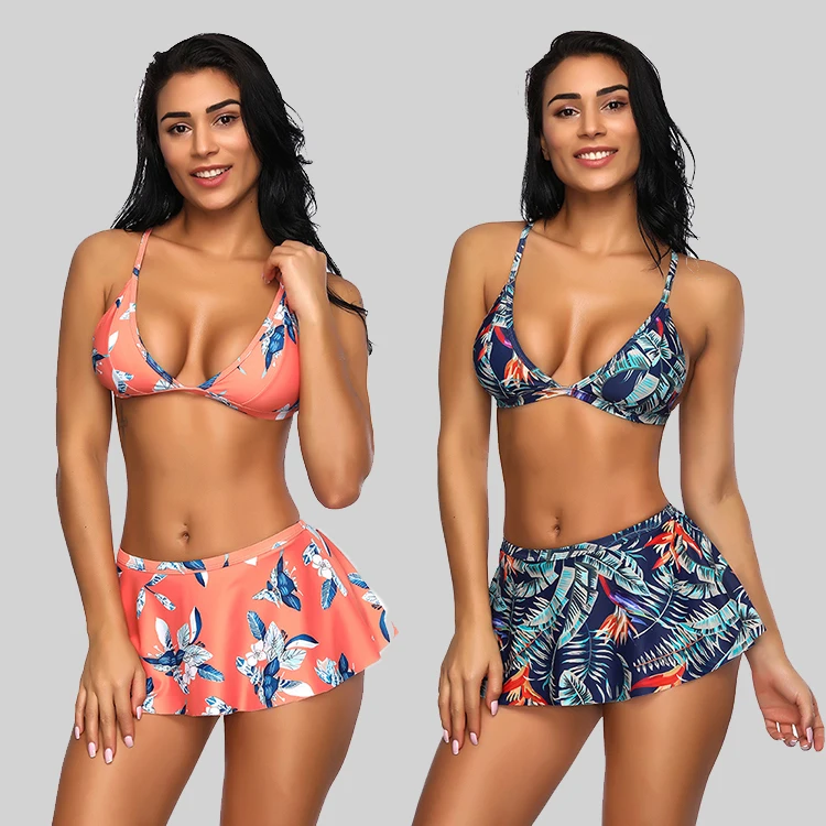 

2019 New Arrivals Floral Print Sexy Swimwear Split 2 Piece Set Girls Sexy Brazilian Bikini, As shown