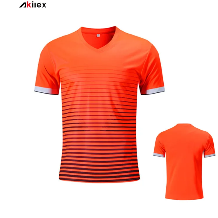 Wholesale custom logo cheap polyester sublimation orange blank soccer jersey