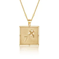 

Gold jewelry Pendant coin Square embossed coin necklace