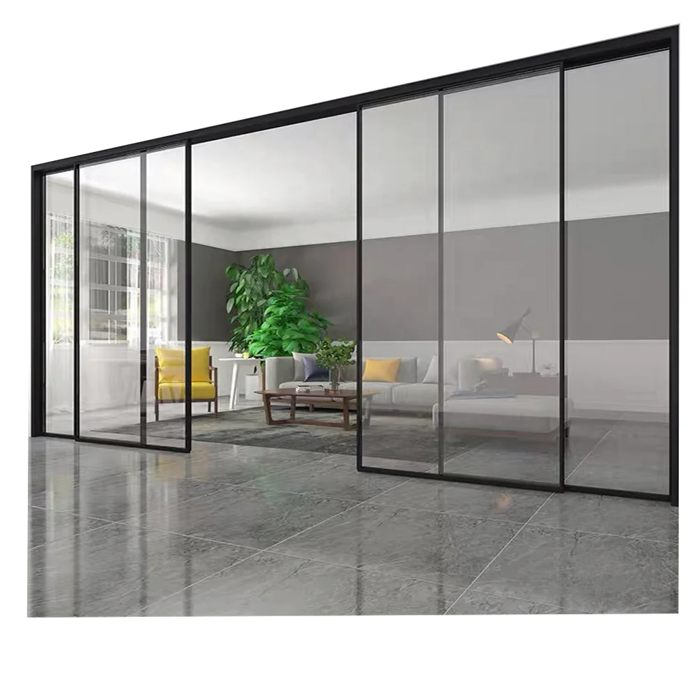 
Slim aluminum frame tempered glass sliding door made in China with Malaysia price 