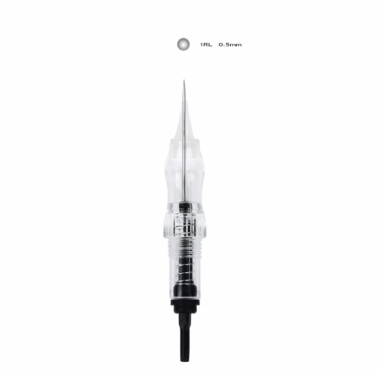 

Disposable Black Pearl Permanent Makeup Screw Cartridge 0.18mm 1RL Thinner Needle, Transparent