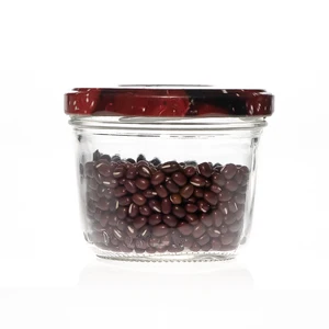 Image of Canned Food Factory Use 8oz Round Wide Mouth Mason Storage Container Glass Honey Jam Jar with Metal Lid