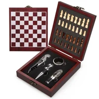 

Wooden Box with International Chess Different Wine Tools Chess Opener Kit Set Wine Wood Chess Box Set