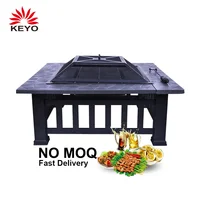 

2019 Hot Selling Multi-function Black Square Large Outdoor Garden Patio Iron Steel Metal Wood Burning Fire Pit