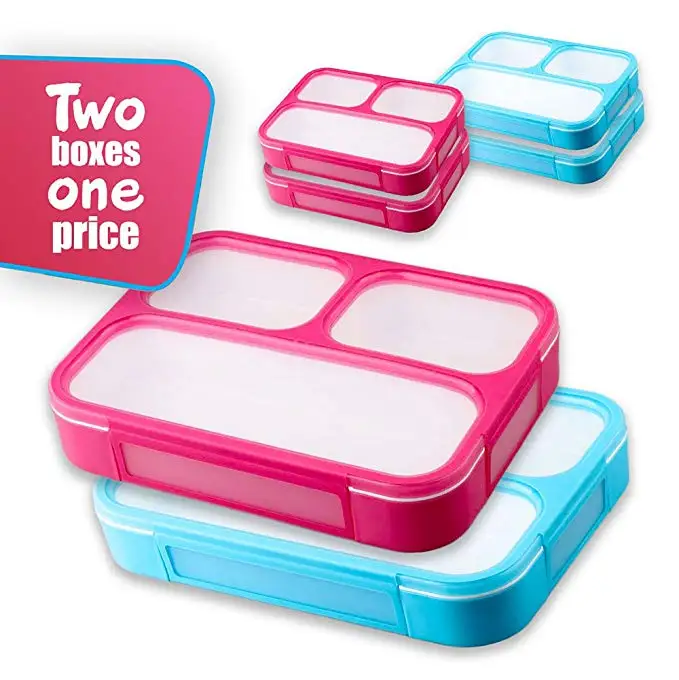 

34 Ounce 3 and 4 Compartment Bento Lunch Box for Kids BPA Free plastic leakproof Bento Lunch Box, Can be customization